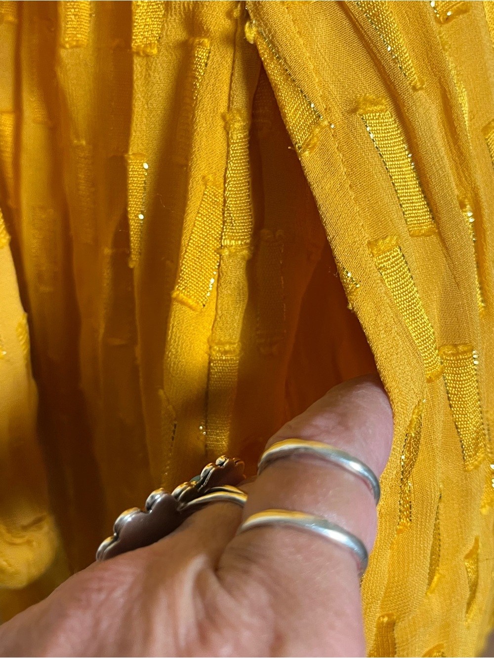 By Anthropologie Allene Shimmer Maxi Dress Marigold Gold Metallic Small - Picture 10 of 13